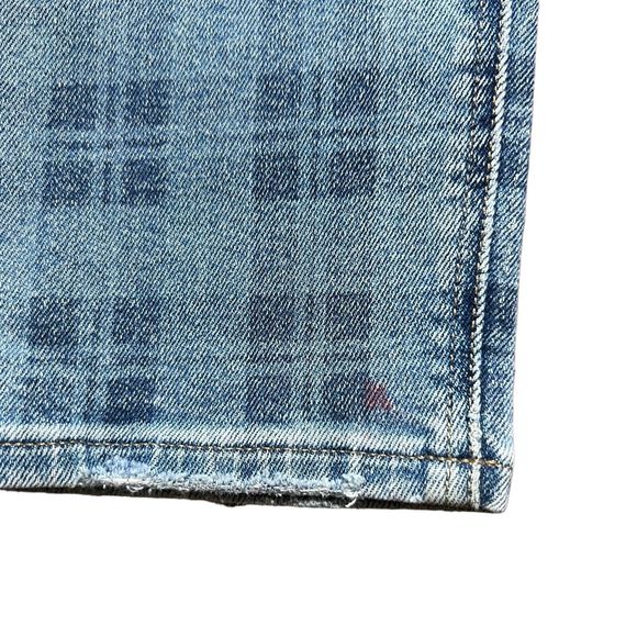 American Eagle Jeans Women Size 00R Blue Medium Wash Plaid Print Stretch 90s Y2K - Picture 14 of 16